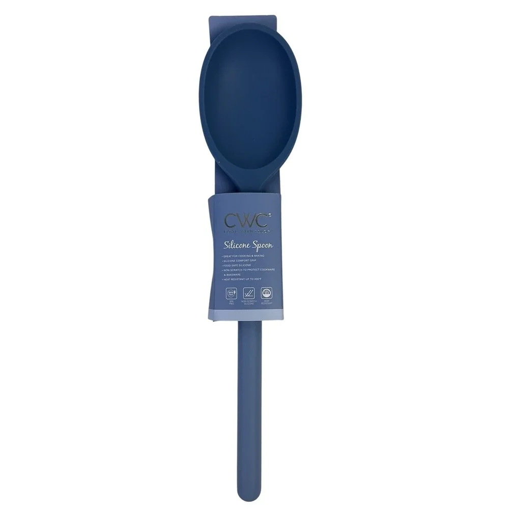 CWC Cook‎ With Color Silicone Spoon Blue BPA Free Heat Resistant Kitchen Utensil